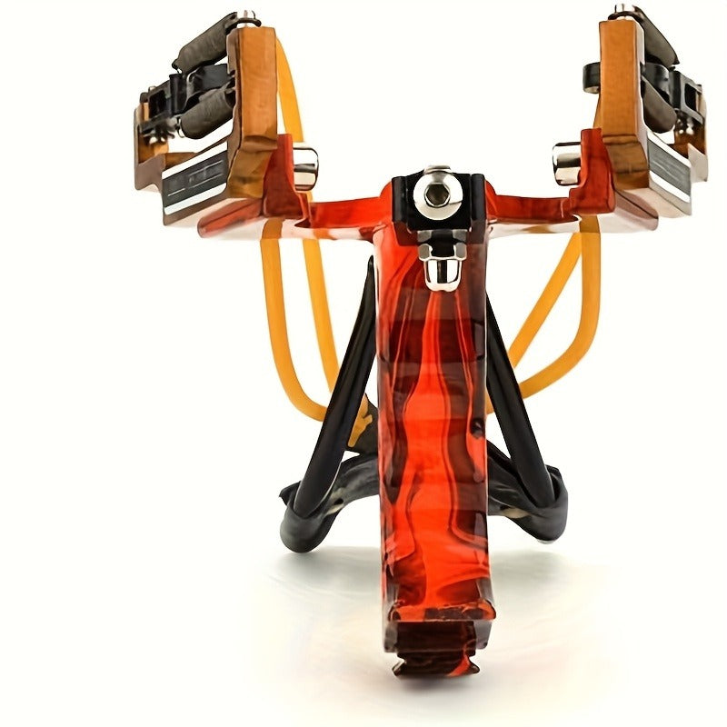 Heavy Duty Stainless Steel Slingshot 6.3 Inch Large Frame, Adjustable Tension Adult Catapult for Outdoor Hunting Target Practice Competitive Shooting, Powerful Wrist Slingshot for Men Holiday Gift