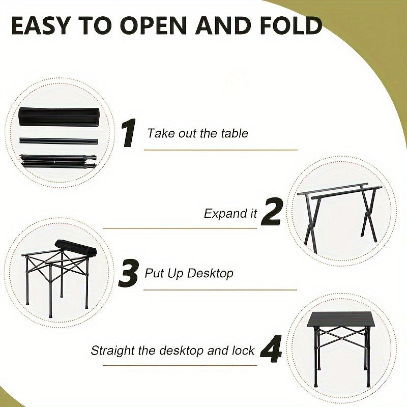 Folding Camping Table with Storage Bag – Large Portable Outdoor Picnic Table for Camping, BBQ, Garden, Backyard & Self-Driving Tours, Lightweight Foldable Car Picnic Table for Family Outdoor Use
