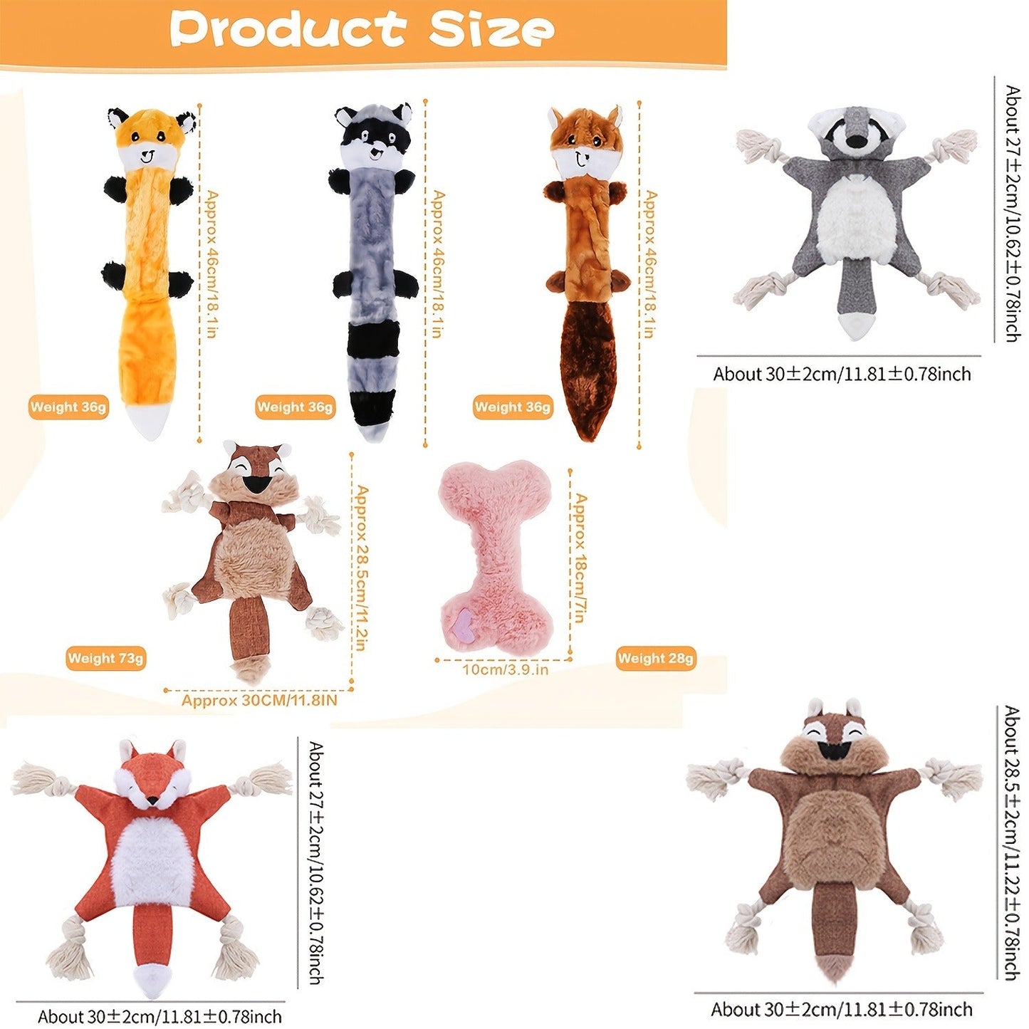 Squeaky Plush Rope Dog Toy Set with Animal Print for Aggressive Chewers - 6 8 or 10 Pack Interactive Tug-of-War Chew Toys for All Dog Breeds No Batteries Required