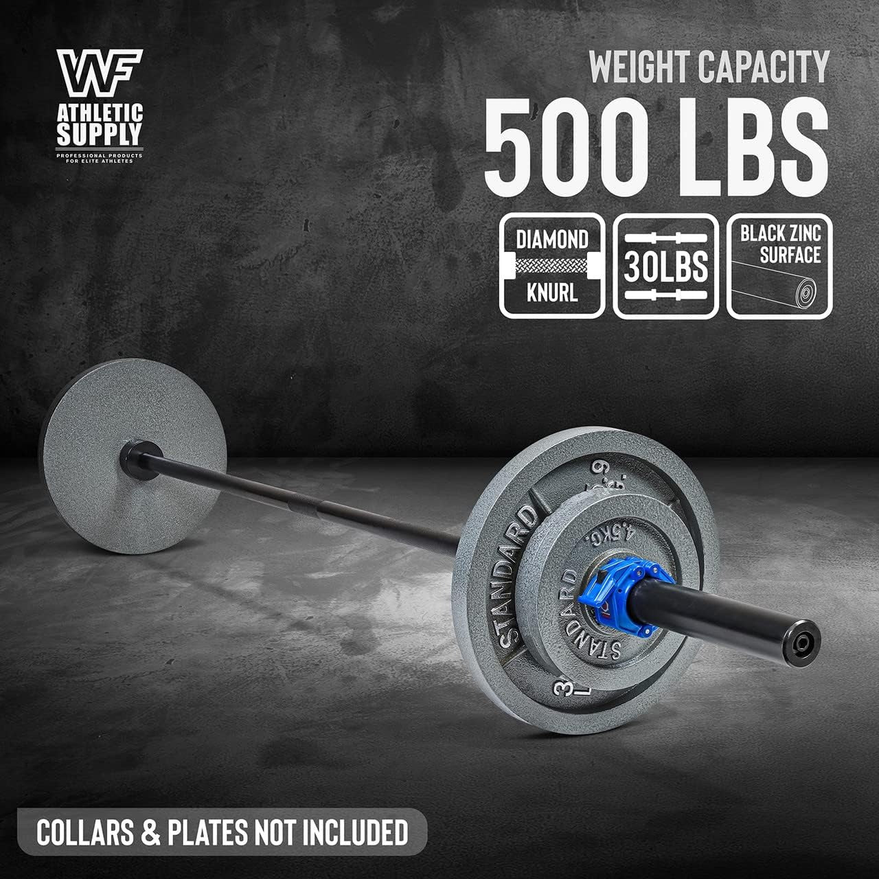 6FT Olympic Barbell Bar 2 Inch | 28mm Grip Shaft Cold Rolled Steel | 30lb Weightlifting Bar for Squat Deadlift Bench Press Powerlifting | Home Gym Strength Training Chrome Black