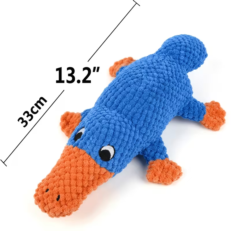 Squeaky Plush Dog Toys for Small Medium Large Dogs - Crinkle Stuffed Animal Chew Toy for Puppies, Shark & Platypus Design, Interactive Teething Toy for Aggressive Chewers, Fun Pet Gift