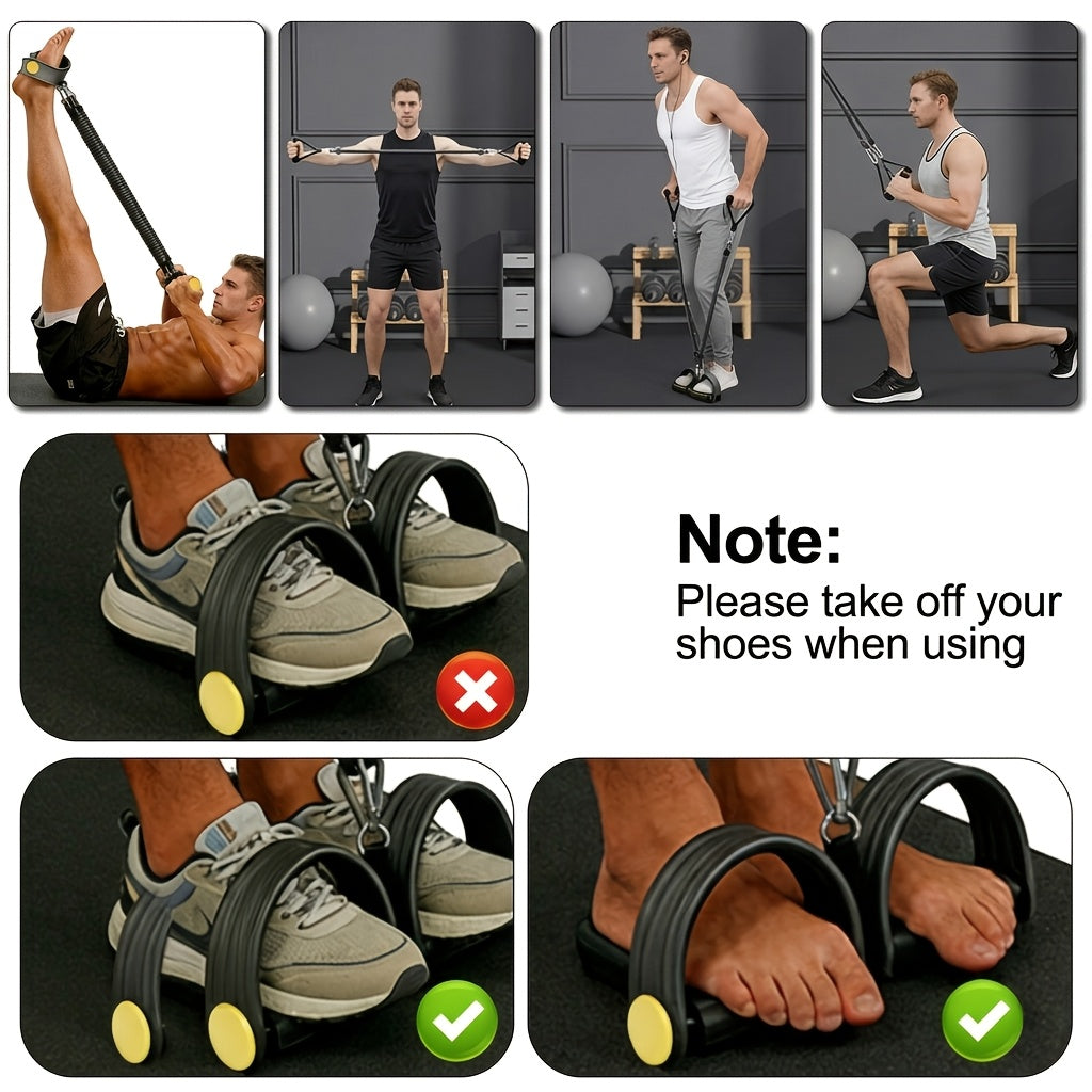 Resistance Band Set 6-in-1 Multifunctional Pedal Puller with Adjustable Tensioner for Body Stretching, Strength Training, Gym Workout & Fitness Exercise – Multiple Resistance Levels