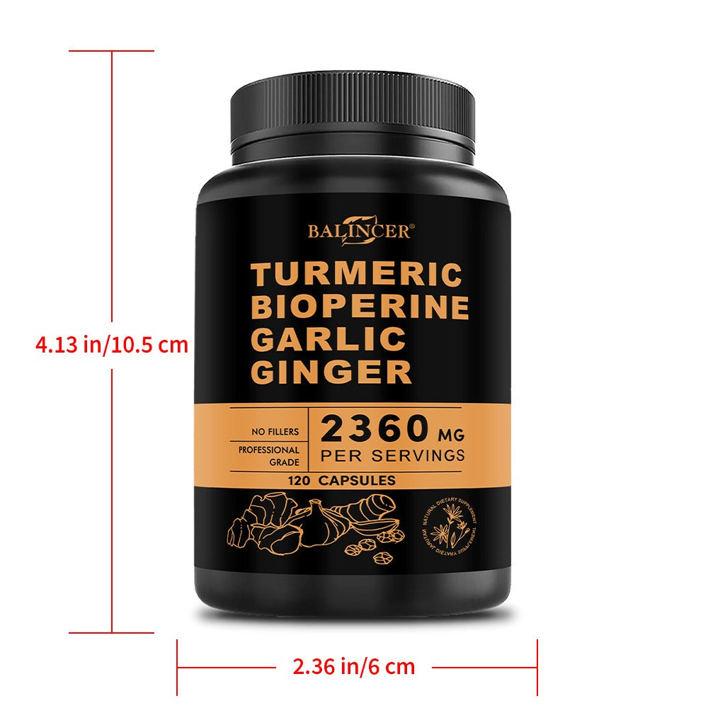 Turmeric Garlic Ginger Supplement 2360mg with Black Pepper – 4-in-1 Anti-Inflammatory, Joint & Immune Support Herbal Formula for Women & Men, 120 Capsules