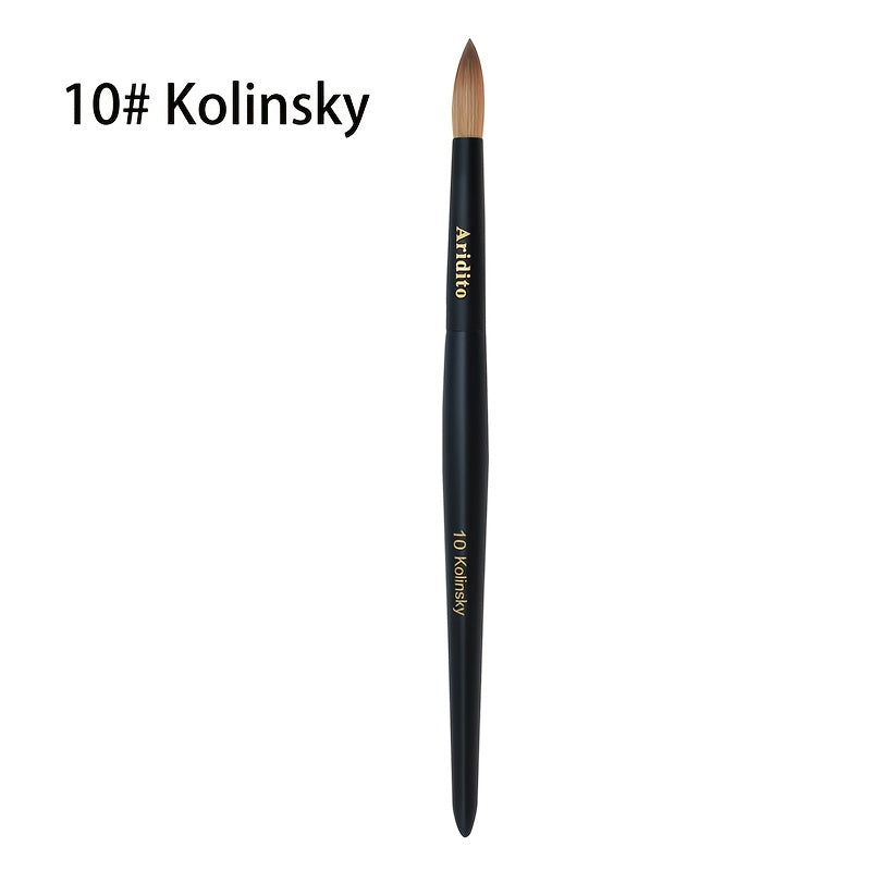 Kolinsky Nail Brush Round Head for Acrylic Extensions – Professional Black Wooden Handle Nail Art Brush with Genuine Kolinsky Hair Bristles, Sizes #8 #10 #12 #14 #16 #18 for Salon & Home Manicure Women