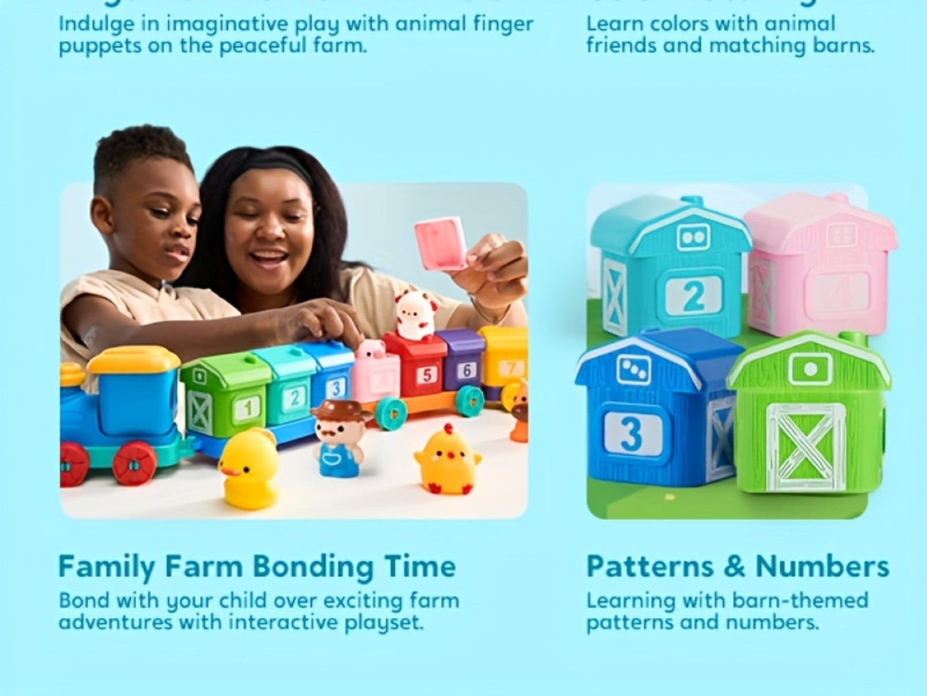 Farm Number Train Learning Toy for Toddlers with 9 Farm Animals & Farmer – Counting Sorting Matching Educational Train Set for Baby Boys Girls Ages 1-3 Birthday Christmas Gift
