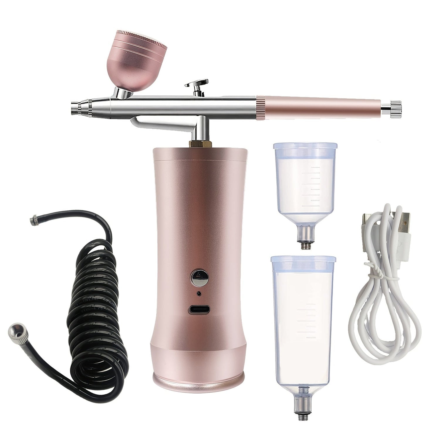 Cordless Airbrush Kit with Compressor Rechargeable Portable Handheld Air Brush Gun 3-Gear Pressure 3 Cup Sizes 7cc 20cc 40cc for Nail Art Makeup Model Painting Cake Decorating Graffiti Body Art