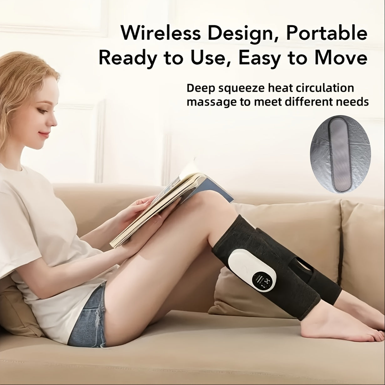 Air Compression Leg Massager – Cordless Calf & Foot Massager with 3 Intensity Levels for Legs, Thighs, Knees & Feet | Circulation Booster, Holiday Gift for Women & Men