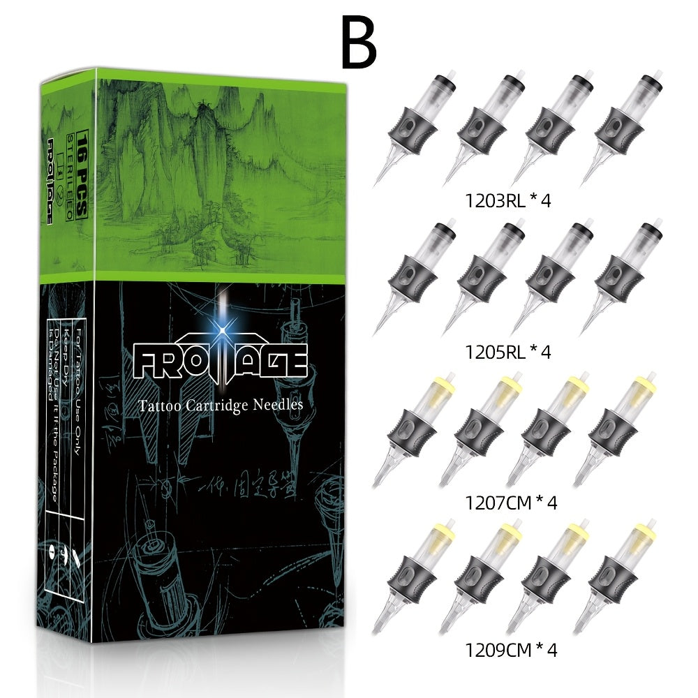 Tattoo Cartridge Needles 16pcs Froinage Mixed Models High Transparency Tips Secure Assembly Adjustable Threading Sterile Disposable for Tattoo Pen Machine Beginners Artists PMU