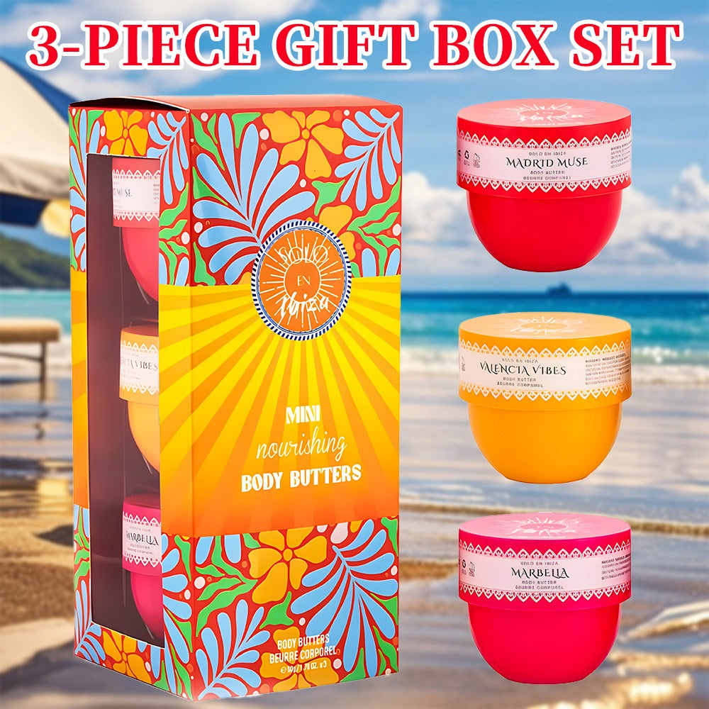 Body Butter Set 3-Piece Solo En Ibiza Long-Lasting Fragrance Body Cream for Women & Men - 3 Scents 1.76 fl oz Each Daily Moisturizer for Dating Parties & Gifting