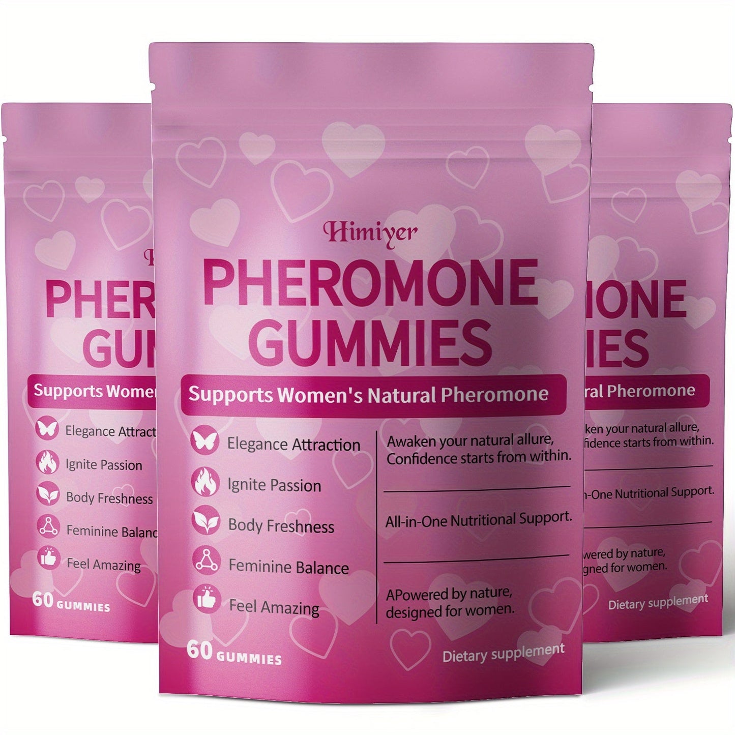 Women's Pheromone Gummies with L-Arginine, Maca & Beetroot – Natural Attraction, Confidence & Feminine Balance Supplement, Strawberry Flavor, 30 Gummies 30-Day Supply