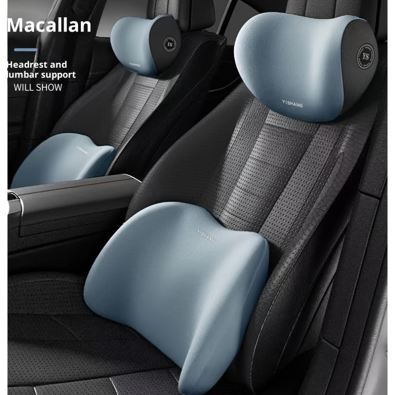 Car Headrest and Lumbar Support Set Ergonomic High-Density Sponge Cushion for Long Distance Driving Neck Pillow Back Support Comfortable Upgrade for All Seasons Brown Black Gray Pink Blue