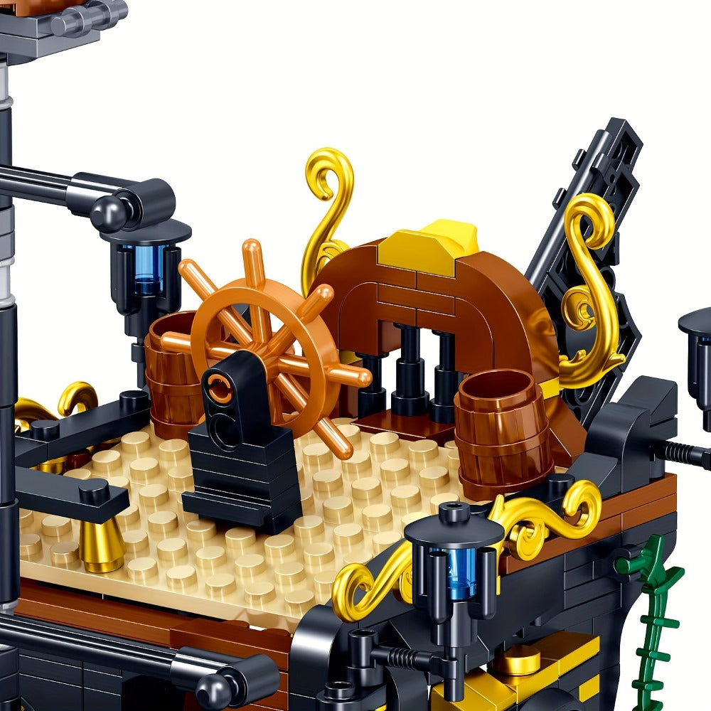 Pirate Ship Building Block Set 1282pcs – Detailed Sailing Vessel Brick Model Kit for Adults Teens, Home Decor Display Collectible STEM Architecture Toy, Unique Birthday Christmas Gift for Ship Enthusiasts