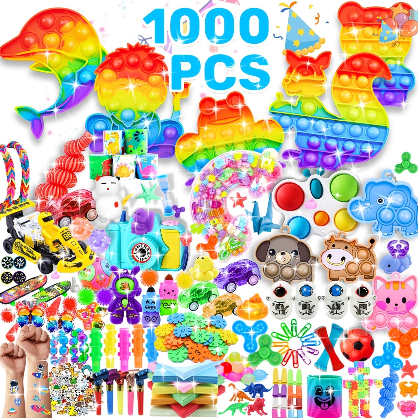 Fidget Toys Bulk 1000 Pcs Party Favors for Kids – Sensory Stress Relief Toy Pack, Classroom Prizes, Treasure Box Fillers, Goodie Bag Stuffers, Birthday Party Supplies for Boys Girls