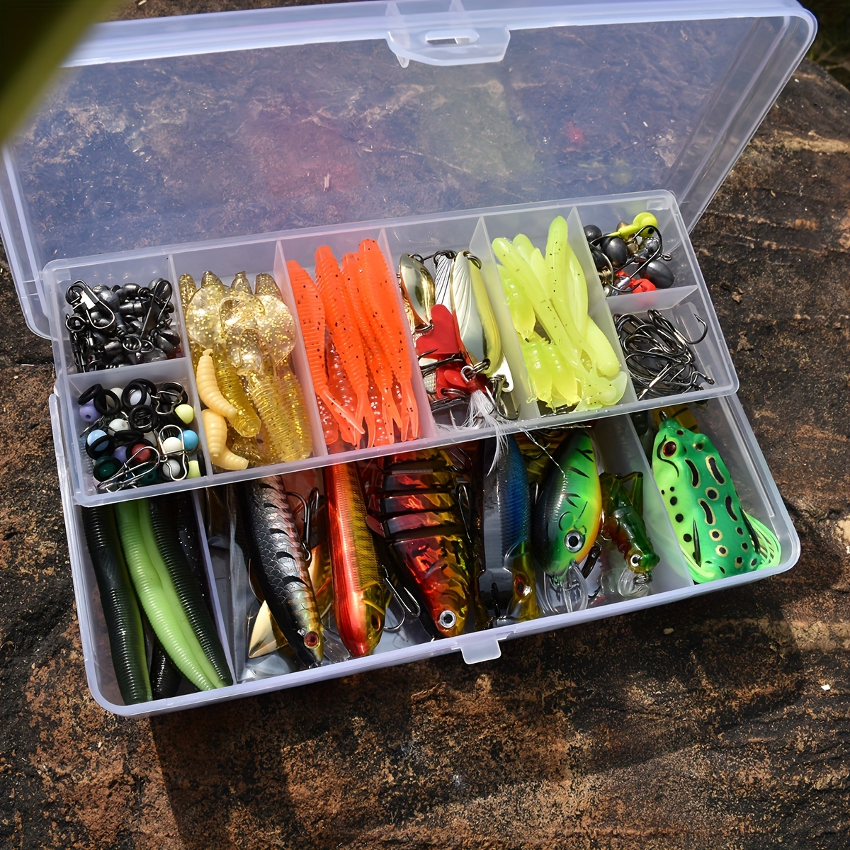 Fishing Lures Kit 66 / 95 / 189 Pcs – Complete Tackle Bait Set for Freshwater & Saltwater Bass Trout Fishing, Includes Spoons Spinners Soft Baits Hooks, Fishing Gear Gift for Men & Beginners