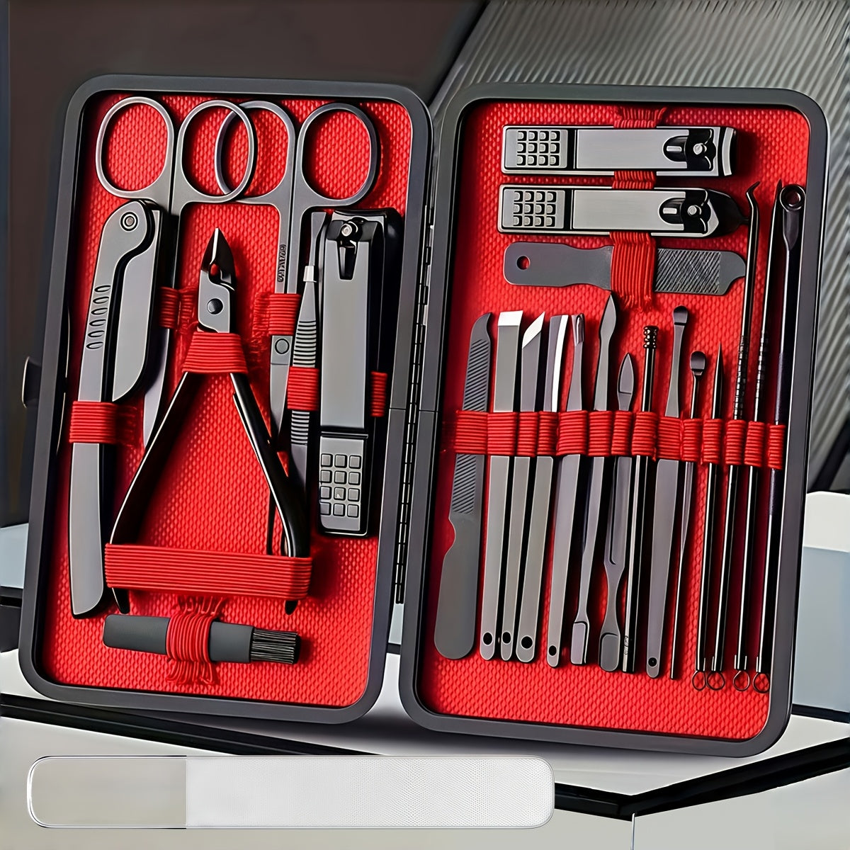 Stainless Steel Nail Clipper Set & Pedicure Kit 10 17 24 Piece – Manicure Tools with Nail File, Ear Scoop, Eyebrow Trimmer & Foot Sharpener, Travel Portable Grooming Kit for Women Men Family