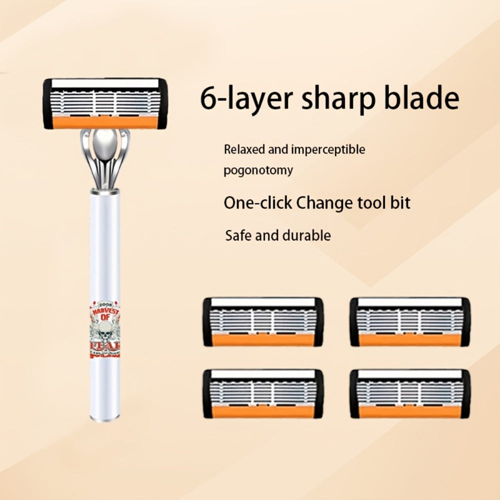 Men's Safety Razor Set 72 Blades 2 Non-Slip Handles Progressive Classic Style Painless Shaving Kit – Close Shave Replacement Blade Razor for Daily Face Neck Grooming, Birthday Father's Day Gift for Him