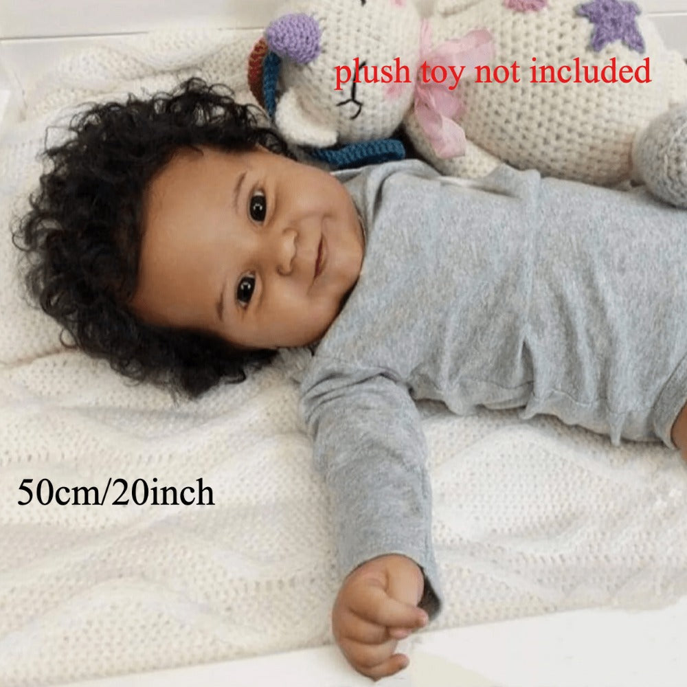 Black Reborn Baby Doll 20 Inch Full Soft Vinyl Body Lifelike African American Newborn Girl Maddie with Hand-Rooted Hair Clothes Magnetic Pacifier Bottle – ASTM Certified Gift for Kids Birthday Christmas