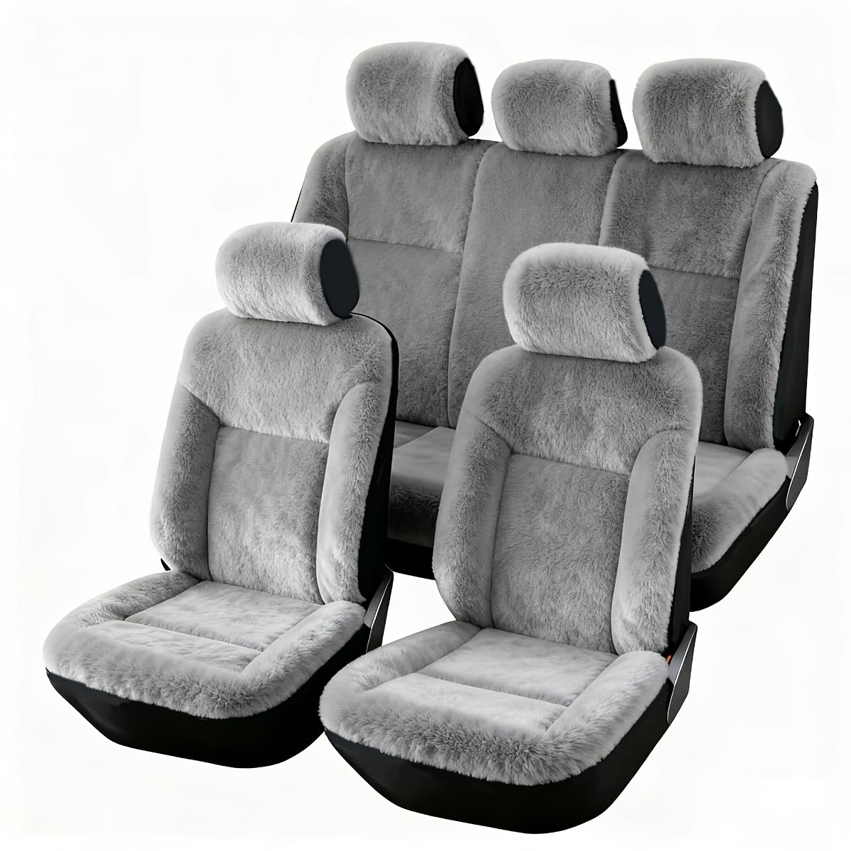 5-Seat Luxury Plush Universal Seat Covers, Full-Wrap Design, No Edge Sliding, Warmer And More Comfortable for All Winter, Suitable for All Car Models, Easy to Install, Ready to Use, Full Coverage Seat Covers, Seamless Coverage, Soft Fabric