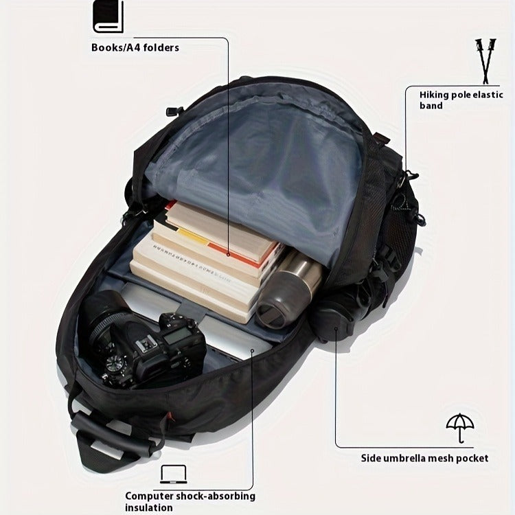 Hiking Backpack Large Capacity for Men & Women – Lightweight Durable Polyester Travel Pack with Adjustable Shoulder Straps, Ideal for Camping, Outdoors & Commuting