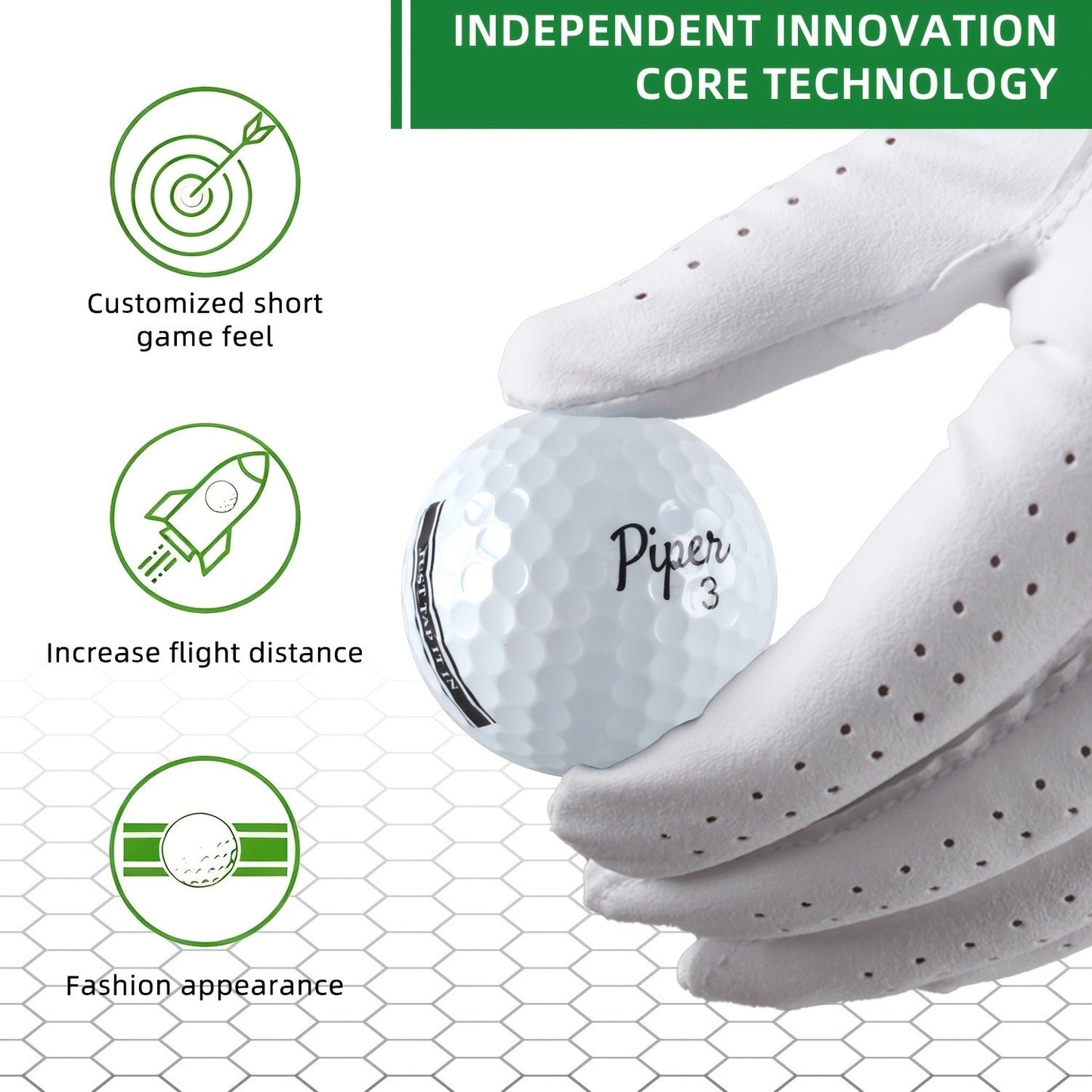 Golf Balls 3-Ply PU Cover with Soft Feel & High Visibility Colors, Professional Distance Golf Ball for Competitive Play and Training, Ideal for Adult Golfers