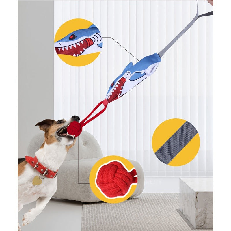 Dog Tug Rope Toy with Knotted Ball & Squeaker Interactive Tug-of-War Chew Toy for Medium Large Dogs - Training Rope Ball Toy in Corn Eagle Shark Camouflage Designs