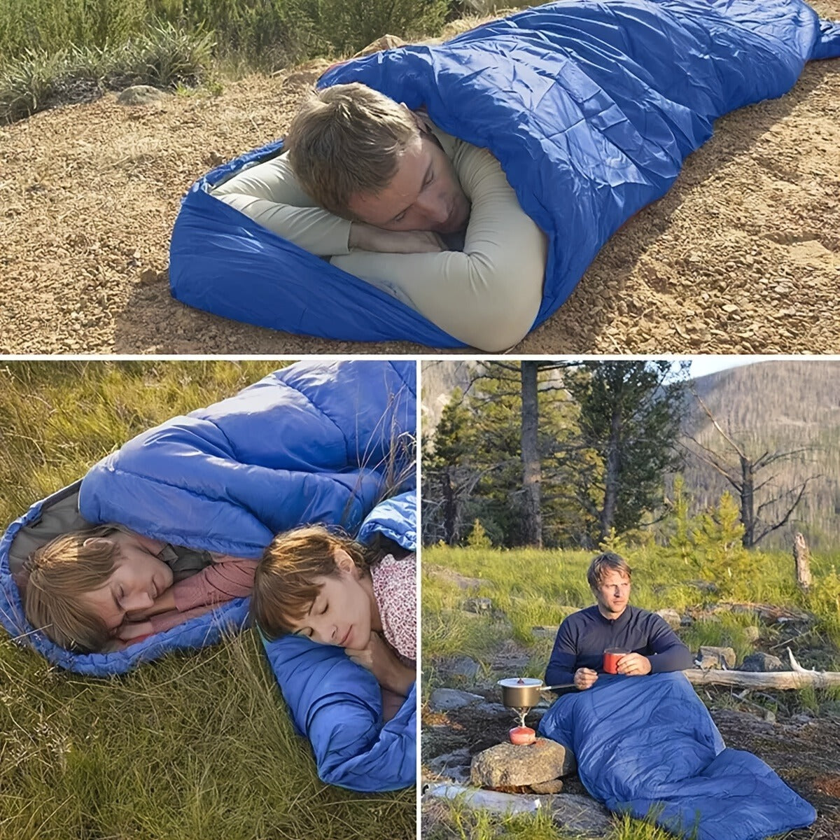 Lightweight 4 Season Sleeping Bag Envelope Design with Drawstring Closure Adjustable Hood Strap Portable Camping Sleep Bag for Backpacking Hiking Mountaineering Travel Indoor Outdoor