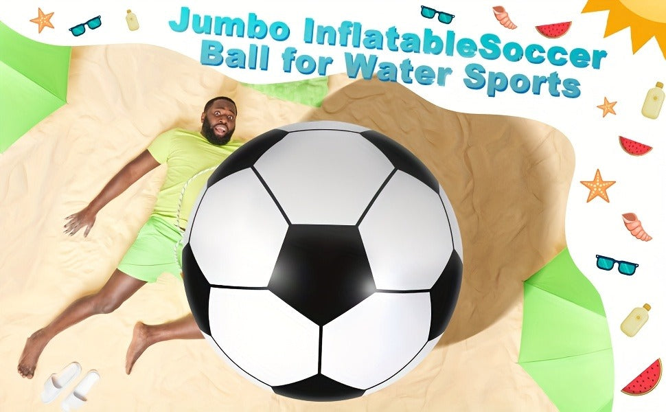 Giant Inflatable Soccer Ball for Indoor & Outdoor Use – Large Beach Ball for Pool Parties, Backyard Games, Playground Kickabout & Events – Fun Summer Sports Ball for Kids & Adults