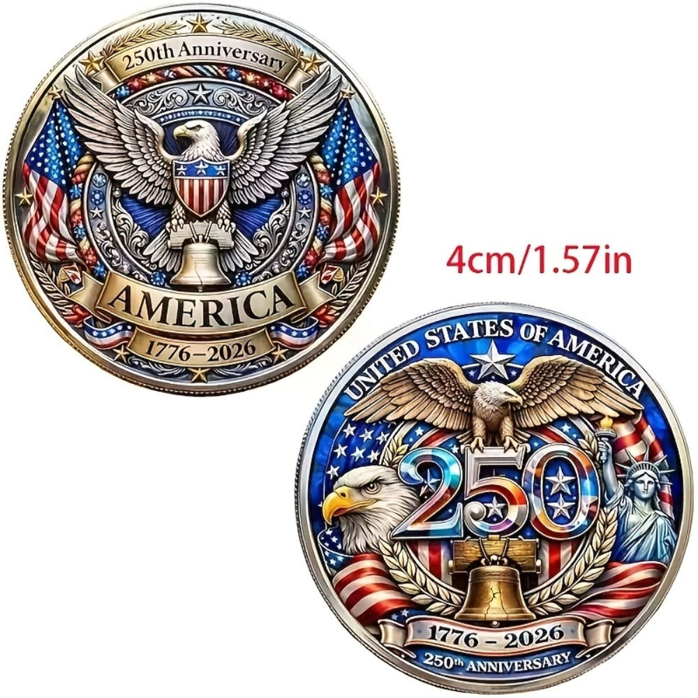 US 250th Anniversary Commemorative Coins 1776-2026 Set of 10 – America 250 Collectible Coins with Dual Historical Patterns, Patriotic Gift for History Fans & Collectors