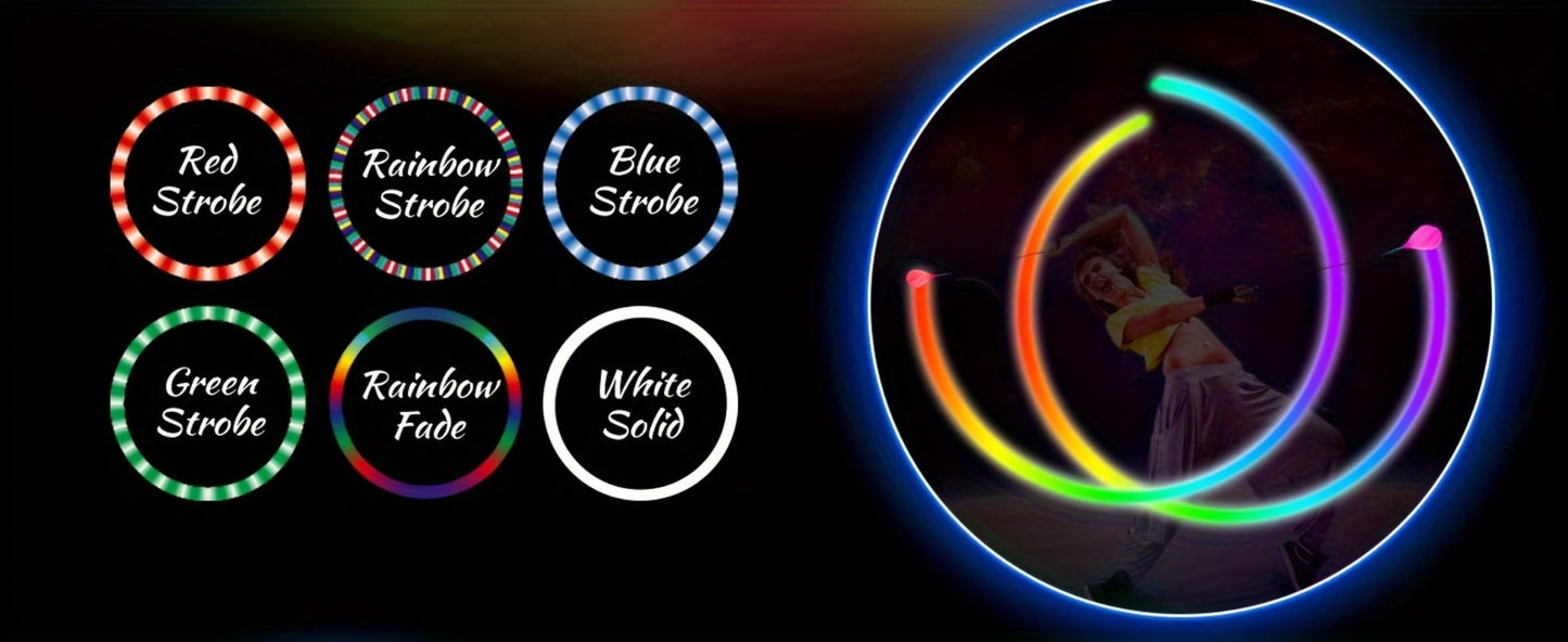 Glow Poi Balls LED Spinning Set 1 Pair – Rainbow Fade & Strobe Light Up Poi for Beginners & Professionals Flow Arts Dance Rave Festival Performance Toy Gift