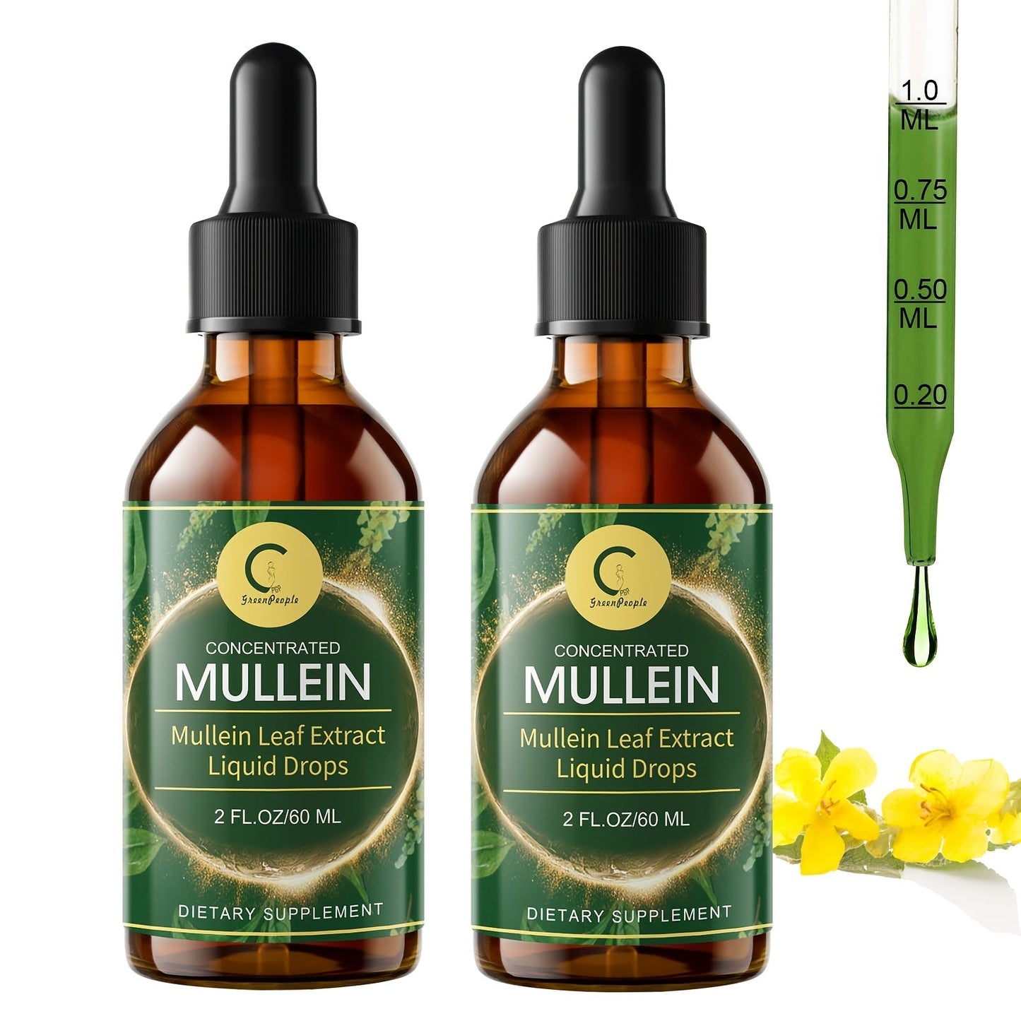 Mullein Leaf Liquid Tincture for Lung & Respiratory Health — Fast-Absorbing Herbal Drops for Breathing Support, Immune Defense & Digestive Wellness | Natural Extract | 2 fl oz