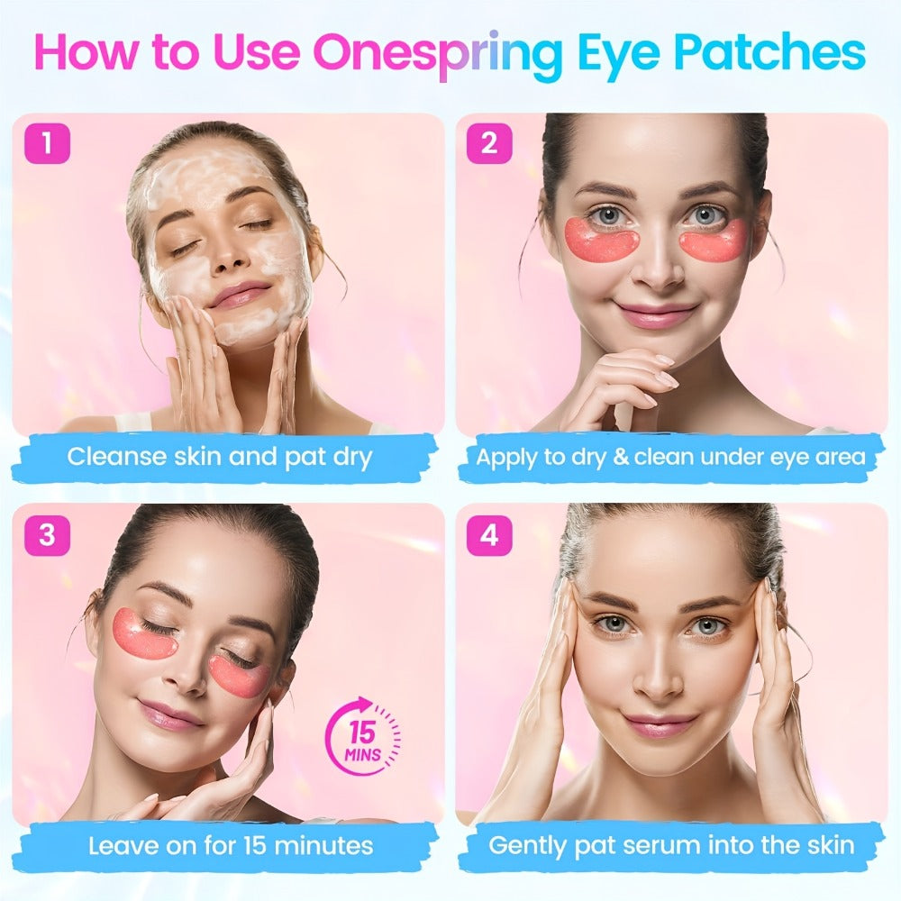 Collagen Eye Mask Patches 40 Pairs – Caffeine & Aloe Vera Under Eye Patches 4 Types Eye SPA Multi-Color Depuff Dark Circle Moisturizing Daily Eye Care Gift Set for Women