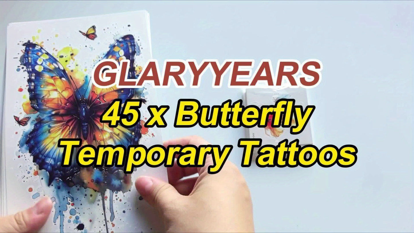 Watercolor Flower Temporary Tattoos for Women 45 Sheets, 12 Large & 33 Small Realistic Floral Fake Tattoo Stickers for Half Arm Sleeve Wrist Shoulder Body Art, Long Lasting Party Supplies Favors Bachelorette Gift