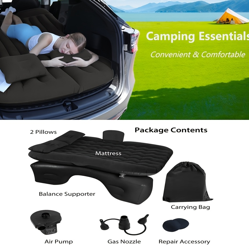 SUV Car Inflatable Mattress Rear Seat Air Bed for MPV Off-Road Vehicle Truck – Leak-Proof Wear-Resistant Composite Fabric Travel Camping Pad Portable Car Bed Accessories