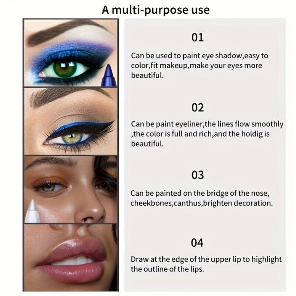 Squalane 2-in-1 Eyeliner & Eye Shadow Pen Set 12 Pcs – Waterproof Sweat-Resistant Long Lasting Multicolor Eye Makeup Kit with Pencil Sharpener, Perfect Gift for Women