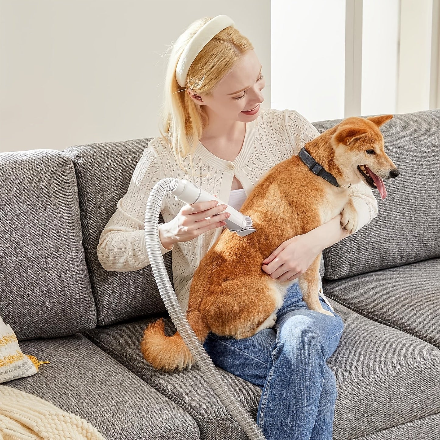 Pet Grooming Vacuum Cleaner with Cordless Clipper – 5-in-1 Grooming Kit for Dogs & Cats, 3 Suction Modes, Low-Noise, 5 Grooming Tools, Hair Clipper & Vacuum All-in-One