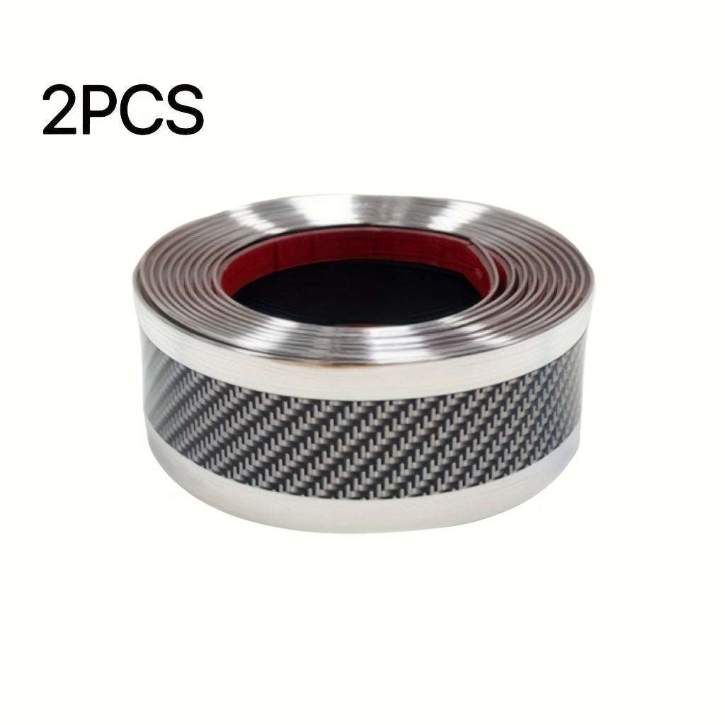 Car Door Guard Scratch Protector 2pcs Carbon Fiber Design - Anti-Scratch Strip for Rearview Mirror & Bumper, Universal Fit in Blue Red Gray