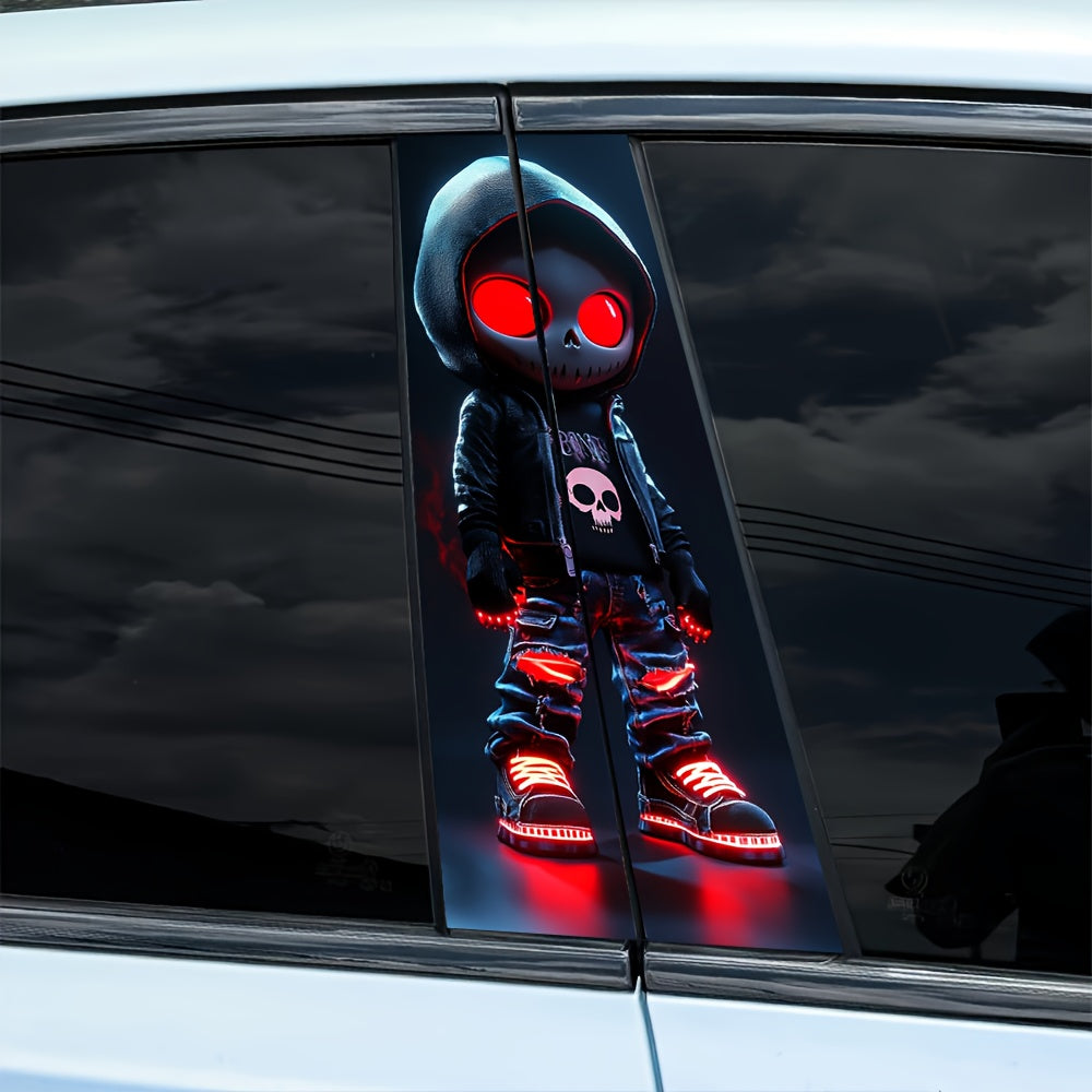 Set of 2 Skull Design Cartoon Car Stickers: Waterproof And Scratch-Resistant Decals Fit for Any Model - Car Additions And Festive Decorations for All Vehicles, Humorous Car Stickers, Vehicle Stickers, Car Decals