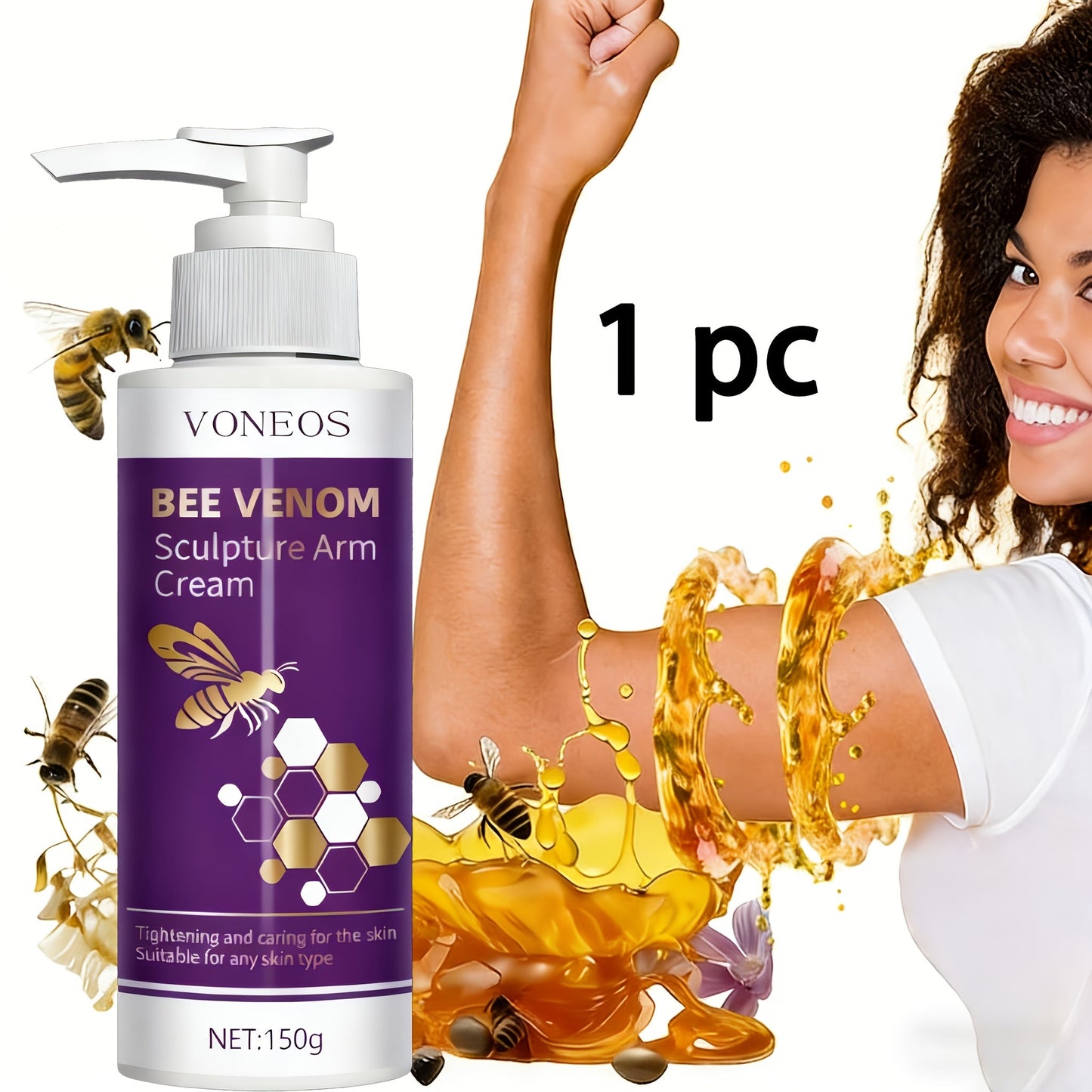 Body Firming Cream Bee Venom Sculpture Tightening Lifting — Moisturizing Anti-Sagging Anti-Aging for Arms Abdomen Thighs Buttocks Skin Elasticity Fast-Acting Women 1pc 2pcs