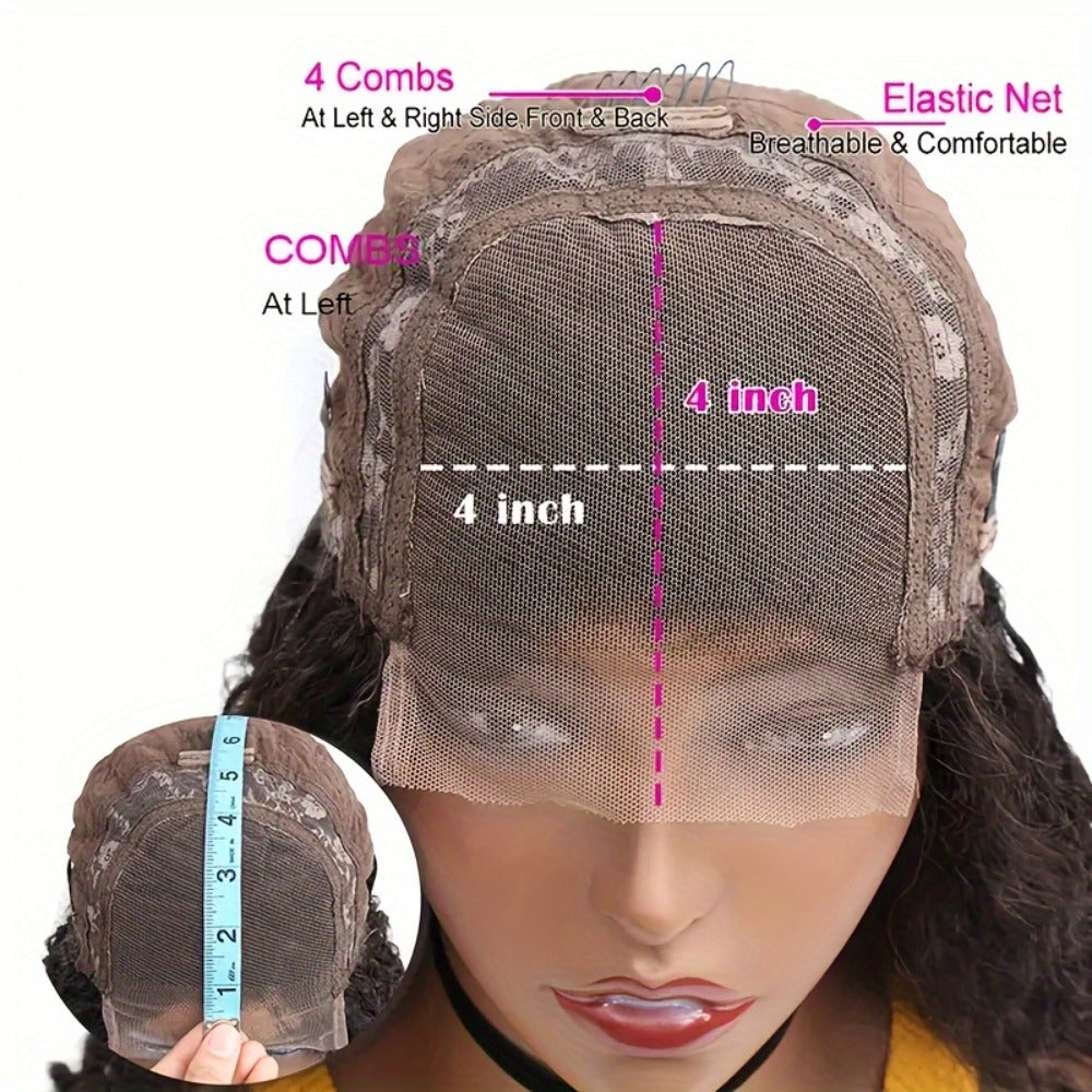 4x4 HD Lace Closure Curly Bob Wig Reddish Brown #33 Human Hair Pre-Plucked Glueless Short Bob with Baby Hair 20 Inch Warm Auburn Color Wig for Women