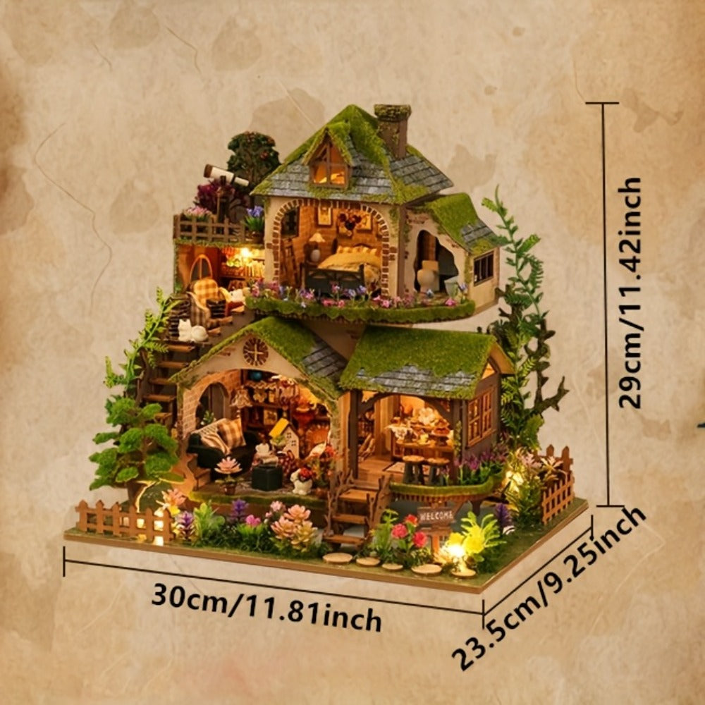 DIY Wooden Forest Hut Model Kit Handcrafted Miniature Cabin Assembly Set for Adults Teens – No Glue Laser-Cut Wood 3D Puzzle Creative Home Decor Gift for Birthday Christmas Valentine's Day