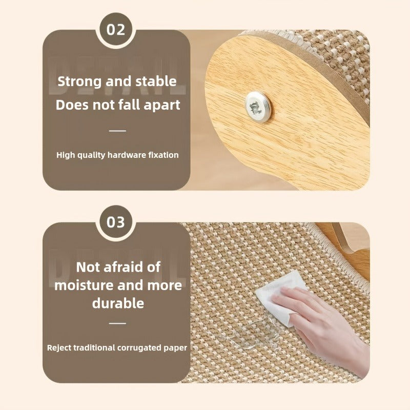 Cat Scratcher Lounge Pad Large Upgraded Sisal for Indoor Cats - Durable Stable Cat Furniture Scratch Board & Resting Mat, Combo Set Available with Leash & Collar
