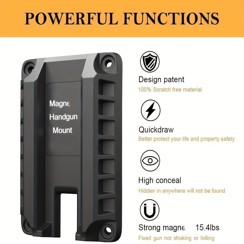 Magnetic Gun Holder Mount 2-Pack – Strong Concealed Pistol Magnet for Car, Truck, Desk, Bedside, Under Counter, Wall & Safe, Fast Draw Handgun Holster