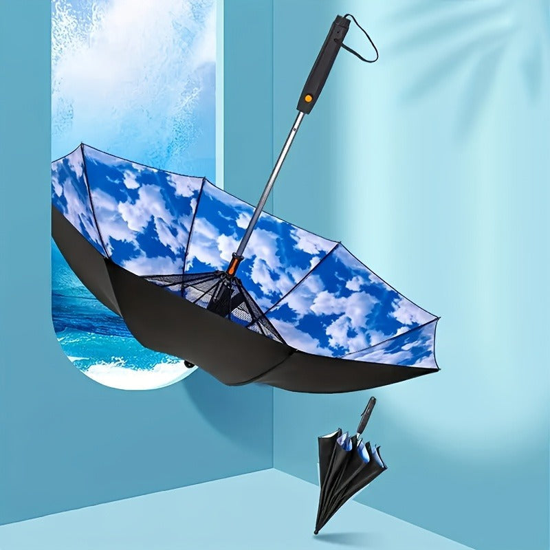 UV Protection Sun & Rain Umbrella with Black Vinyl Coating – 8-Rib Aluminum Frame Windproof Parasol for Outdoor Sun Protection, Sunny & Rainy Days, Includes Matching Water Bottle – Multiple Colors Available