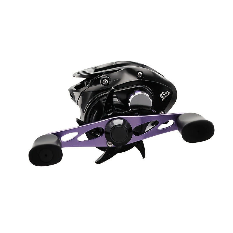 Baitcasting Reel 7.2:1 High-Speed Gear Ratio, 5+1 Ball Bearings 17.64LB Max Drag, Lightweight Freshwater Saltwater Bass Fishing Reel, Left & Right Hand Retrieve, Black Purple
