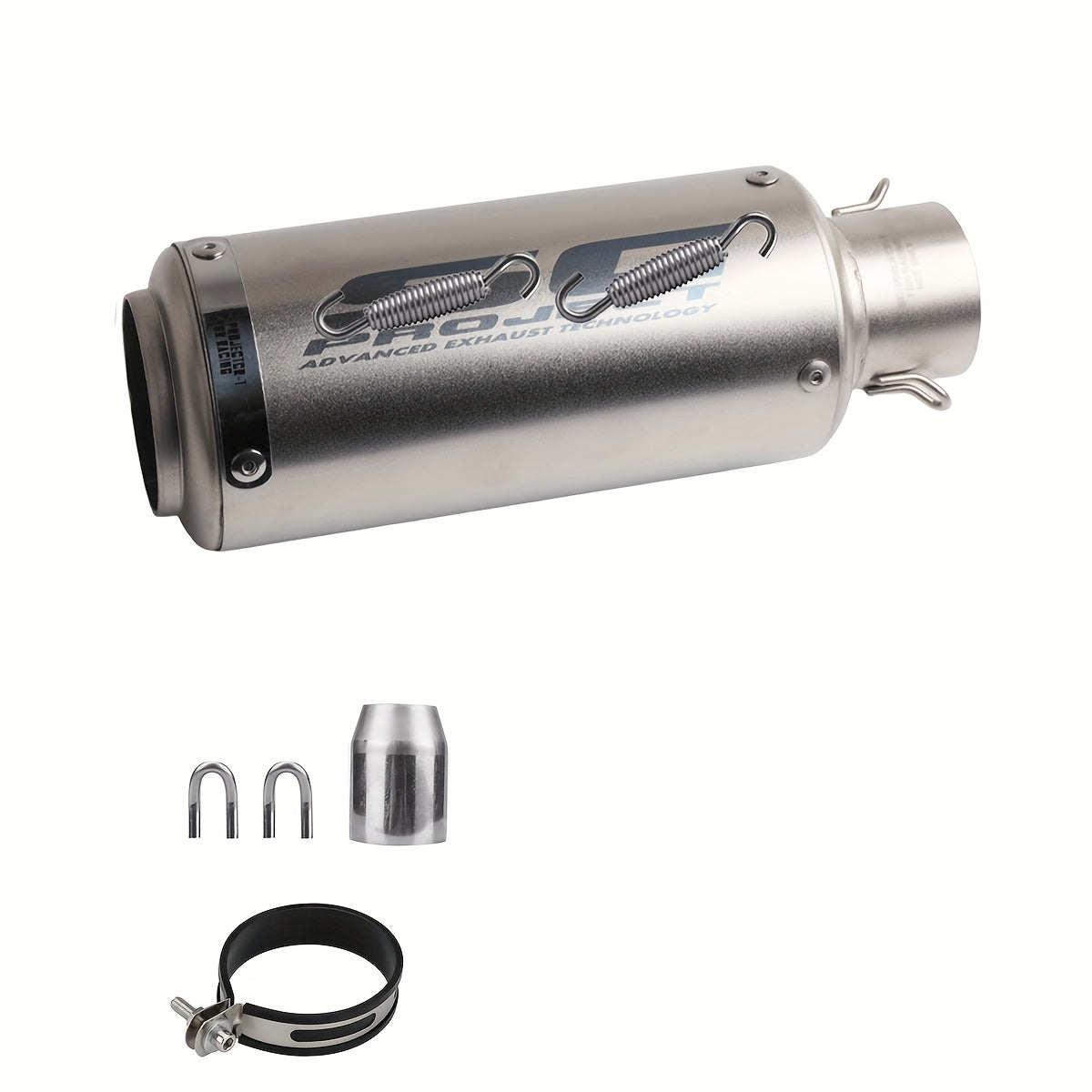Universal 51mm Motorcycle Exhaust Pipe Stainless Steel Slip-On Muffler for Z900 FZ6 RC390 S1000XR Off-Road Motorcycles Black Strip Titanium ANMIEN