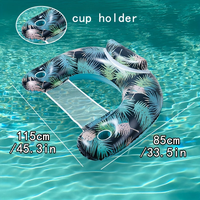 Inflatable Pool Float Chair with Cup Holder & Backrest for Adults – Striped Durable Water Lounge Float, 3-Color Set, 6-Pack or Single Options for Pool Lake River Summer Party
