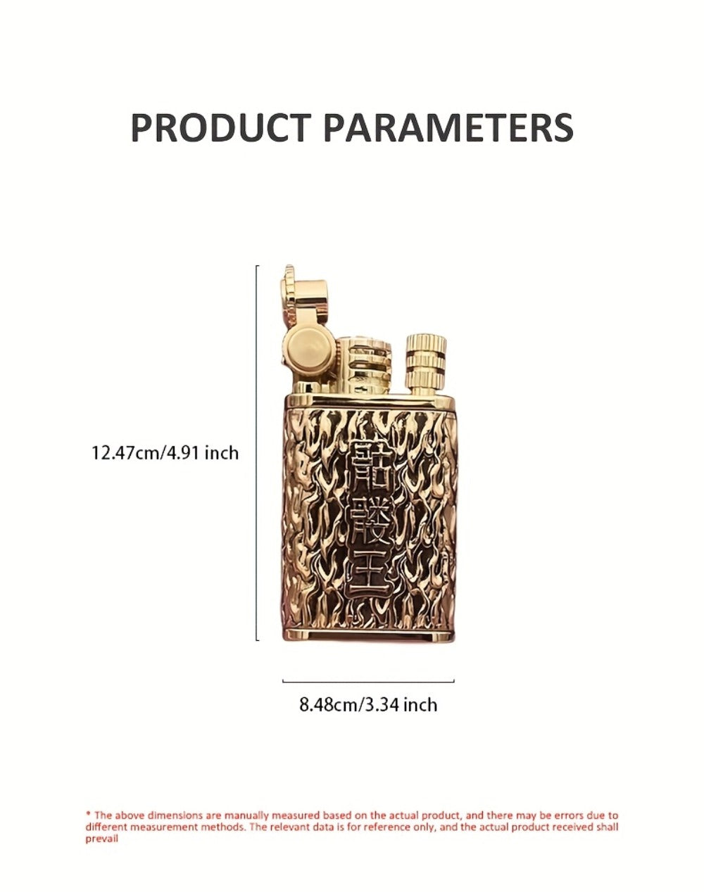 Kerosene Lighter 2-in-1 Permanent Match Flint Wheel Refillable – Golden Windproof Pocket Lighter with Built-In Match Strike, Unique Gift for Men, Father’s Day & Outdoor Use
