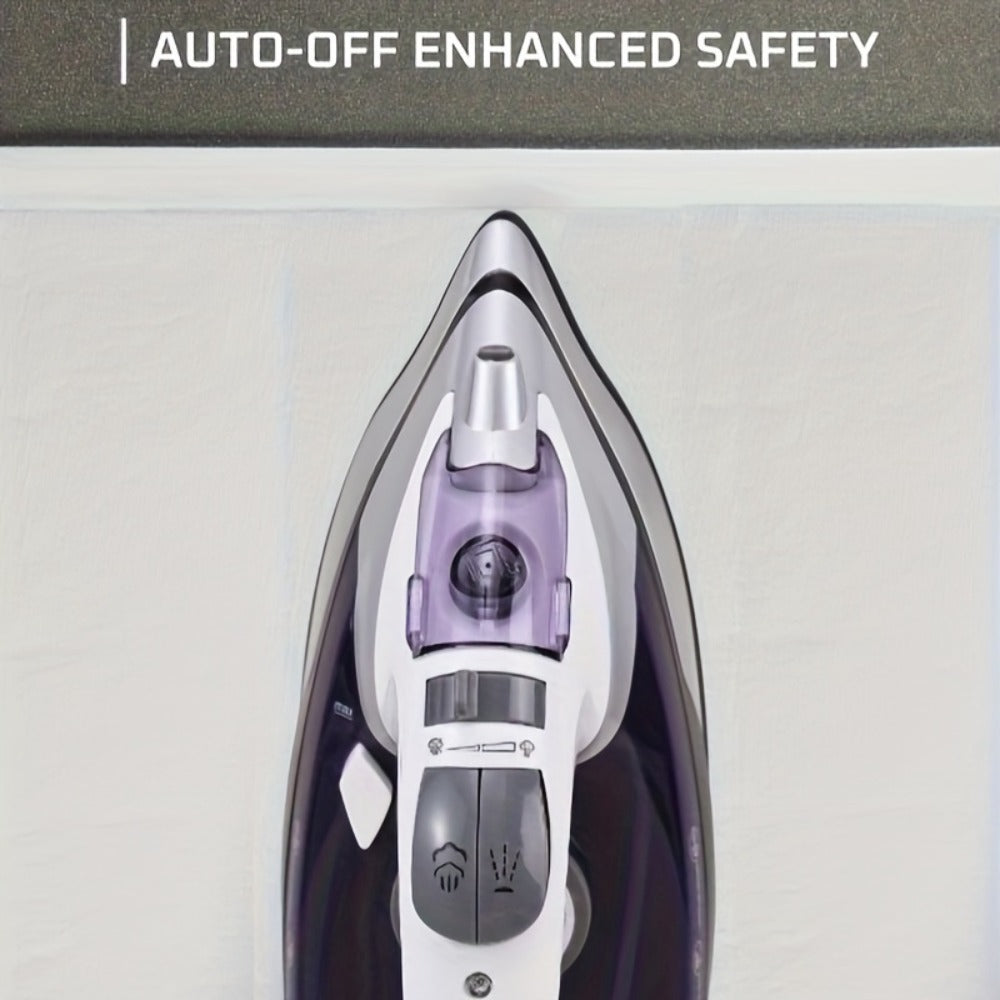 Steam Clothes Iron with Ceramic Coated Soleplate – Precision Thermostat, 3-Way Auto-Off, Self-Cleaning, Anti-Calcium & Anti-Drip, Lightweight Travel & Home Garment Iron