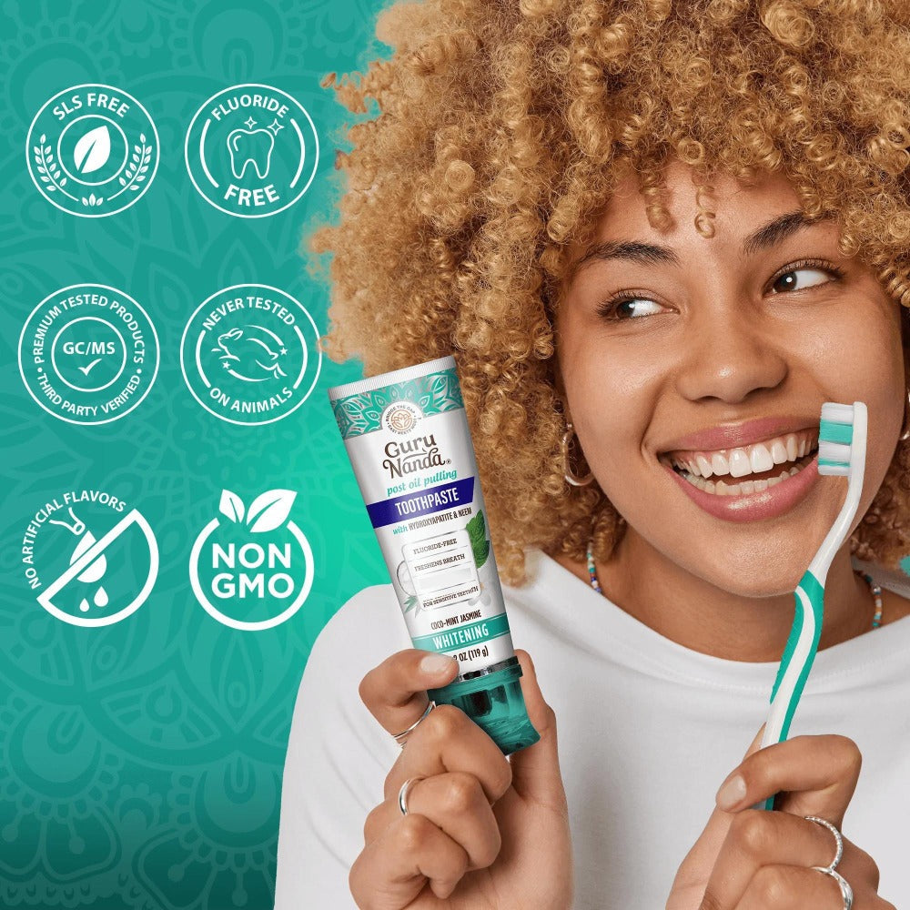 Hydroxyapatite Whitening Toothpaste Fluoride Free – Natural Teeth Whitening for Sensitive Teeth Stain Removal Fresh Breath Enamel Remineralization Support Daily Oral Care Non-Abrasive Clean Formula