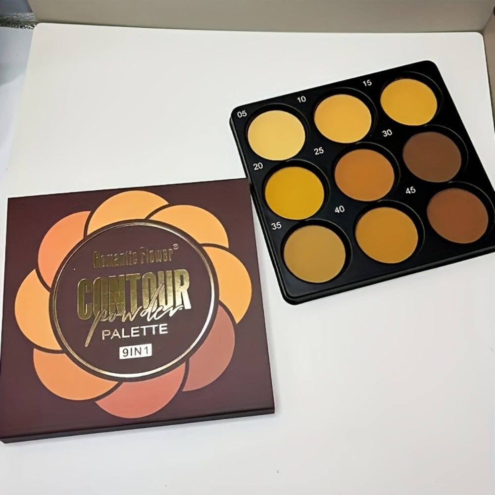 9 Color Contour Palette Matte Waterproof Full Coverage Concealer Eyeshadow Foundation Primer Oil Control 3D Face Sculpting Natural Makeup Kit for Women All Skin Types